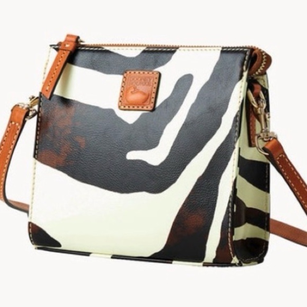 Dooney Bourke 🆕 north/ South leather Janine zebra crossbody bag